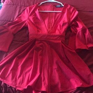 Red open chest romper